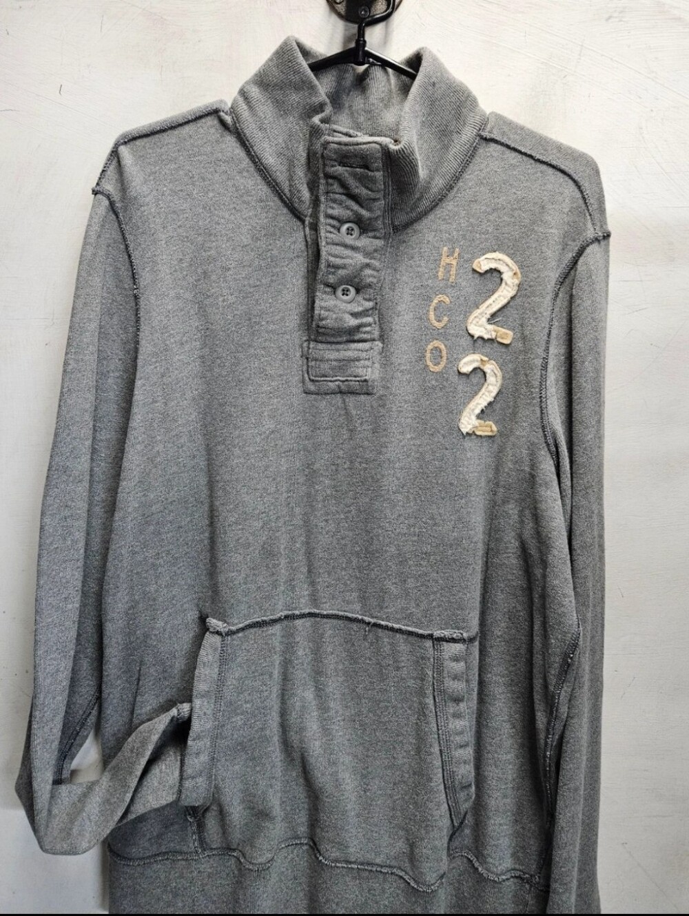 Vintage Hollister XL mens/unisex grey pullover henley sweatshirt